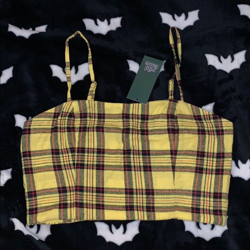 Wild Fable Yellow Plaid Crop Top NWT